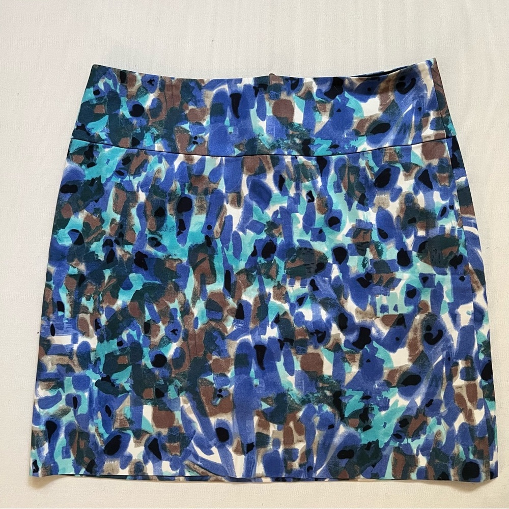 Ann Taylor Blue Turquoise Brown Tie Dye Mini Skirt Size 4